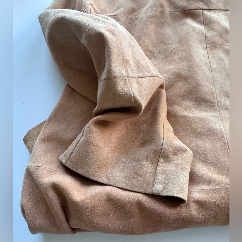 Max Mara Leather Suede Zip Up Chore Blazer Jacket Women’s Size 8 *Flaws - Picture 14 of 15